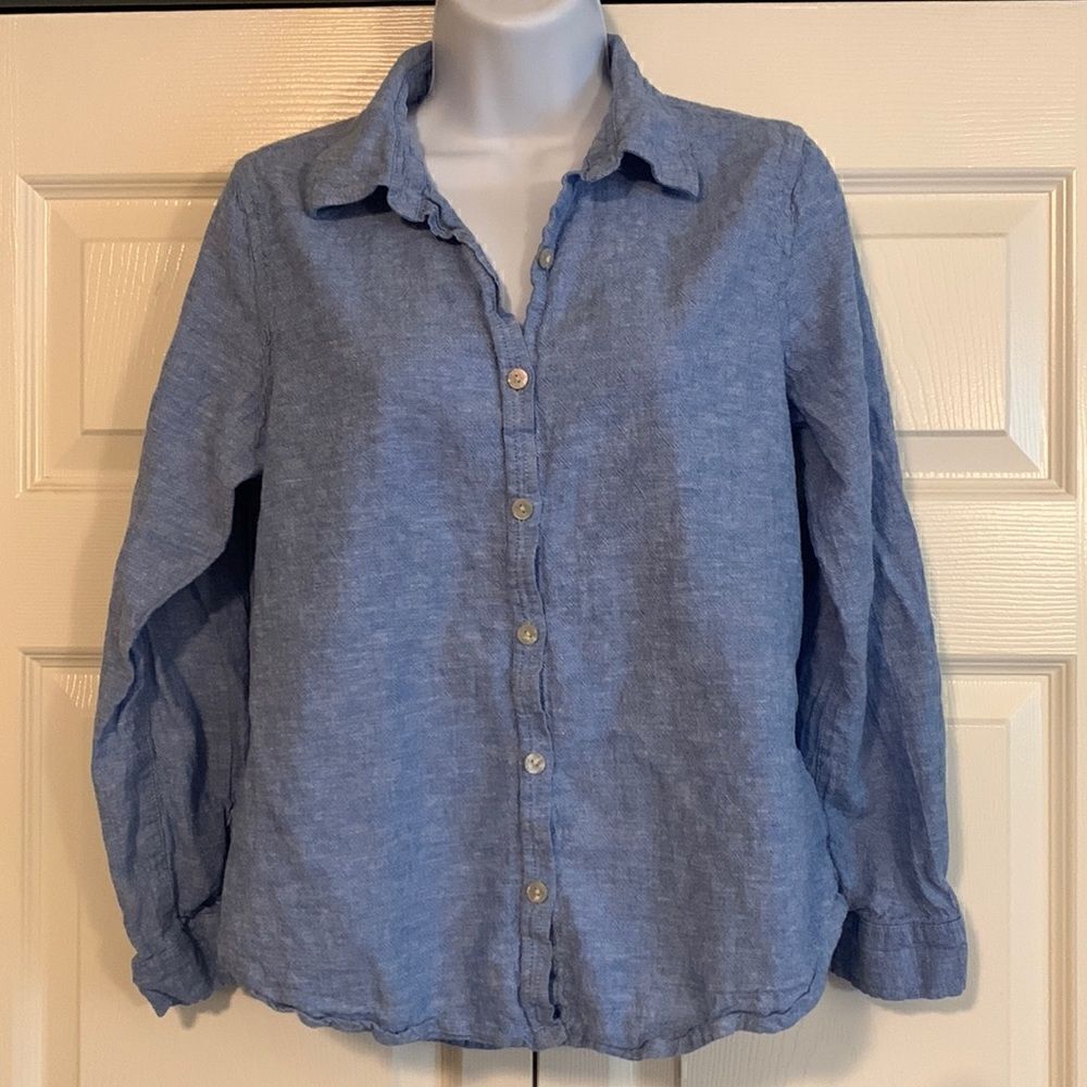 ORVIS, button down long sleeve, S/CH, linen/rayon, soft, light, airy